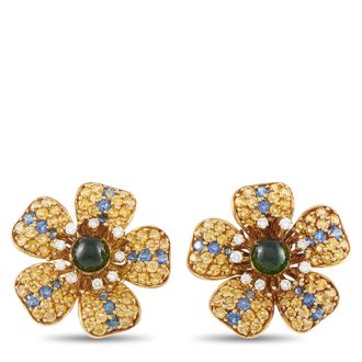 Tiffany & Co. 18K Yellow Gold Diamond Multi-Gemstone Earrings 5340
