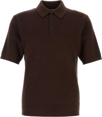 Dolce & Gabbana Brown Cotton Ribbed Polo