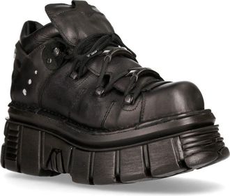 New Rock 106N-S52 TOWER SHOES Metallic Leather Biker Punk Gothic Boots