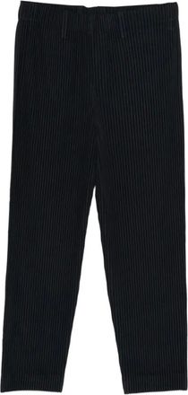 Issey Miyake Broeken, Heren, Blauw, M, Polyester, Pleated Broeken