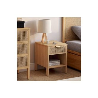 IDMarket Idmarket - Lote de 2 mesillas de noche de caña edhen con 1 cajón y 1 nicho