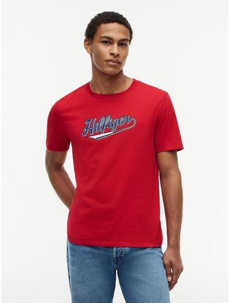 Tommy Hilfiger Mens Hilfiger Varsity Logo T-Shirt - Red - XXL