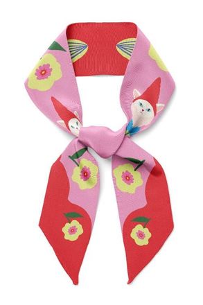 Centinelle Cat Garden Gnome Twilly Ribbon Scarf in Multicolor at Nordstrom
