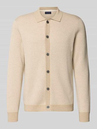 Christian Berg Strickjacke mit Knopfleiste in Sand Melange, Größe 3XL