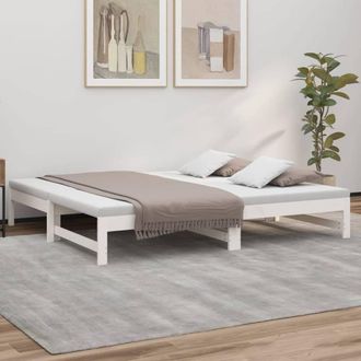 Berkfield Home Pull-out Day Bed White 2x(75x190) cm Solid Wood Pine