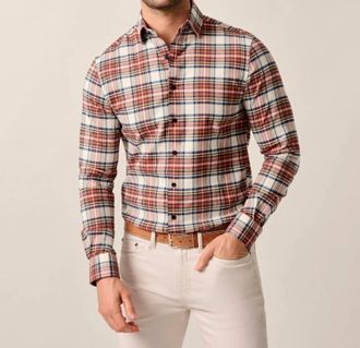 Johnnie-O Knick Flannel Shirt In Pumpkin