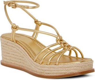 Paige Julian Espadrille Ankle Strap Platform Wedge Sandal in Gold at Nordstrom, Size 6.5