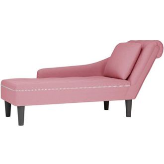 vidaXL Sdraio con Cuscino e Bracciolo Destro in Velluto Rosa - Vidaxl