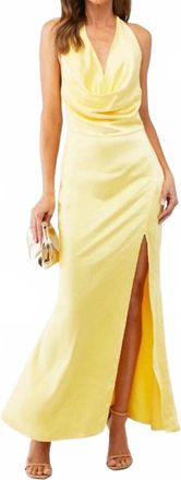 Elliatt Gweneth Satin Halter Gown In Yellow