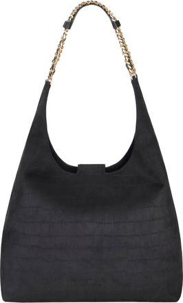 Elisabetta Franchi Womens Hobo Bag Suede Black Main: Polyester Shoulder
