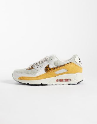 Nike Air Max 90 sneakers arancioni con stampa leopardata-Marrone
