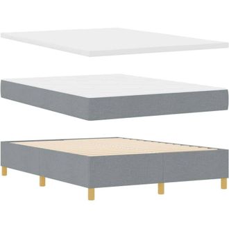 vidaXL Cama Tipo Box Spring Con Colch&oacute;n Gris Claro 140 X 200 Cm Tela Vidaxl