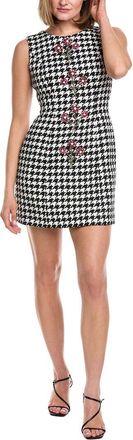 Carolina Herrera Houndstooth Linen-Blend Mini Dress