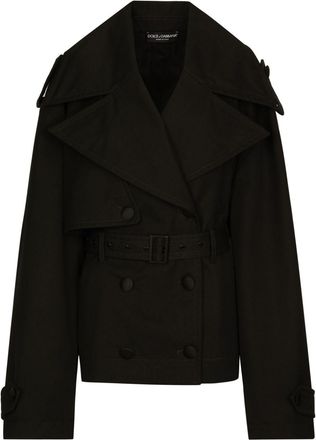 Dolce & Gabbana belted double-breasted jacket - women - Cashmere/Cotton/Cotton/Cashmere - 38 - Black