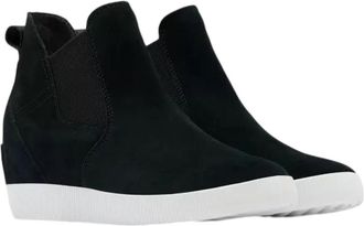 Sorel Womens Out N About Slip-On Wedge Fashion Boots In Black/white