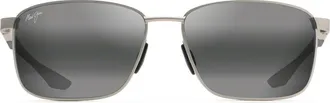 Maui Jim Kaala 58mm Polarized Rectangle Sunglasses in Silver/neutral Grey at Nordstrom