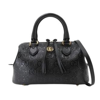 Gucci Pre-owned GG Embossed Star Medium Handbag - Dames - Pre-owned - Zwart - Maat: ONE Size Leer