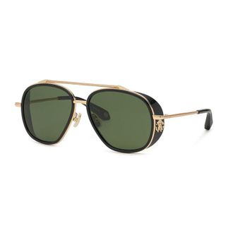 Roberto Cavalli Sunglasses Aviator Full Rim, Shiny Rose Gold Frame And Green Lens Src008M0300