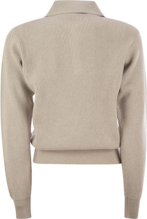 Fabiana Filippi Womens Ribbed Knit With Polo Neck - Tan Wool - Size EU 44 (Womens)