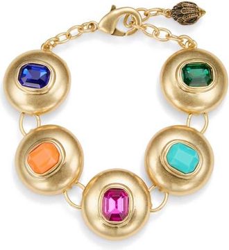 Kurt Geiger Crystal Button Flex Bracelet in Gold/Multi at Nordstrom