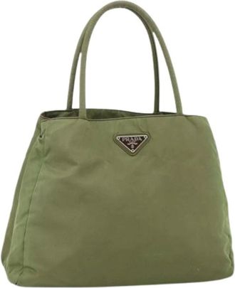 Prada Pre-owned Tote Bags, female, Green, Size: ONE SIZE Pre-owned Vintage Nylon Tote Bag