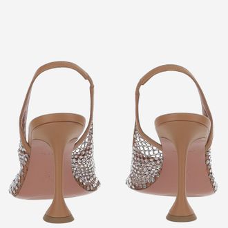 Amina Muaddi Womens Pumps Dolly Crystal Light Brown Suede