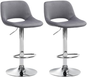 Clp Clp - Set De 2 Taburetes De Bar Camden En Terciopelo Gris Oscuro Metal Cromado