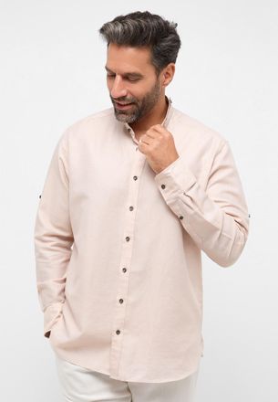 Eterna Langarmhemd ETERNA COMFORT FIT, Herren, Gr. 46, Normalgr&ouml;ssen, beige, Twill, 59% Baumwolle, 41% Leinen, normal, Manschette, Hemden Langarmhemd, EASY I