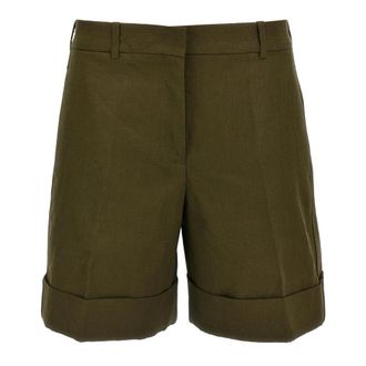 Jil Sander Linnen Bermuda Shorts - Dames - Korte Broeken - Groen - 2XS - Linnen - Korte Broeken