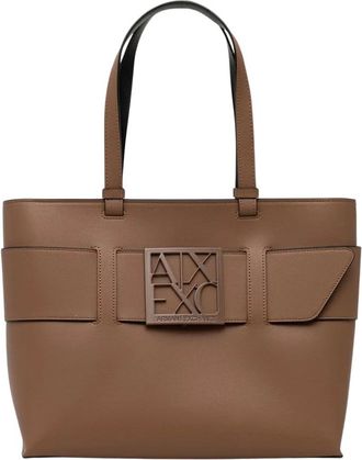 A|X Armani Exchange Shopper Tote - Dames - Tassen - Beige - Maat: ONE Size Leer