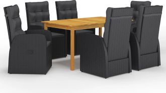 vidaXL Juego De Comedor Para Jard&iacute;n De 7 Piezas Negro Vidaxl
