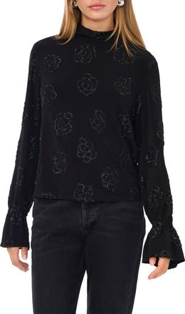 1.State Embellished Open Back Mock Neck Top in Rich Black at Nordstrom, Size Medium