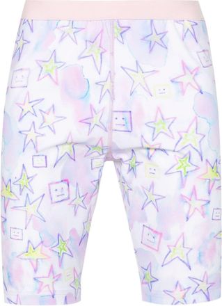 Acne Studios Face-print tie-dye shorts - unisex - Nylon/Elastane - S - Pink