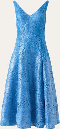 Akris Lacquered Sea Faille Sleeveless Midi Dress