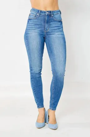 Judy Blue Womens Greeley Tummy Control Skinny Denim Jeans In Medium Wash