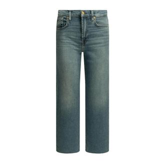 7 For All Mankind Wide Leg Cropped Jeans - Dames - Jeans - Blauw - Maat: W27 Katoen