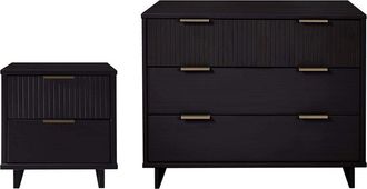Manhattan Comfort 2Pc Granville Modern Solid Wood Standard Dresser & Nightstand Set