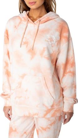 Roxy Maile Tie Dye Cotton Blend Hoodie in Coral Pink at Nordstrom, Size Xx-Large