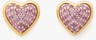 Kate Spade New York Heart Pave Studs Womens Earring Pink/Gold, Brass/Glass
