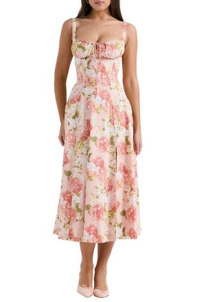 House of CB Carmen Bustier Sundress in Peony Print at Nordstrom, Size X-Small A