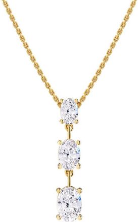 Diamond2Deal 18k Vermeil Plated Silver 2.15 Ct Oval Cut Lab Grown Diamond Pendant Drop Necklace 18 VVS-VS, E-F