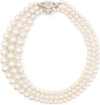 Vivienne Westwood Graziella three-row pearl bracelet - unisex - Pearls/Brass - OS - Neutrals