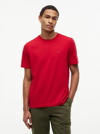 Tommy Hilfiger T-Shirt TOMMY HILFIGER ESSENTIAL REGULAR FIT SOLID mit Stickerei, Herren, Gr. XL, rot (medium rot), Single Jersey, Obermaterial: 100% Baumwolle, unifa