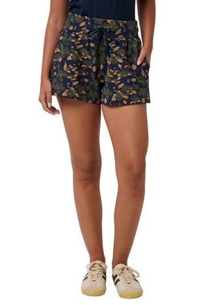 Travis Mathew Cloud Stellar Drawstring Fleece Shorts in Navy Blazer Floral Multi at Nordstrom Rack, Size Large