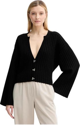 &Aacute;eron Morrow V-neck Cardigan - Dames - Vesten - Zwart - M - Polyester - Truien & Vesten
