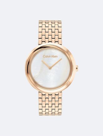 Calvin Klein Womens Pearl Dial Bracelet Watch - Metallic - OS