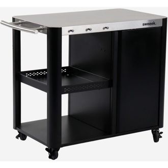Sweeek Carrello da cucina in acciaio con tavolino pieghevole, 94.5cm