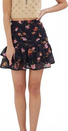 Lost + Wander Floral Tiered Skirt In Black