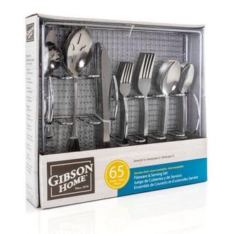 Gibson Home South Bay 65 Piece Stainless Steel Flatware Service Set with Wire Caddy in Metallic Silver at Nordstrom