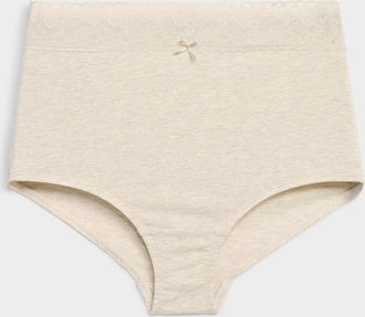 Miiyu Womens Lace trim stretch high-waist boyshort Organic cotton